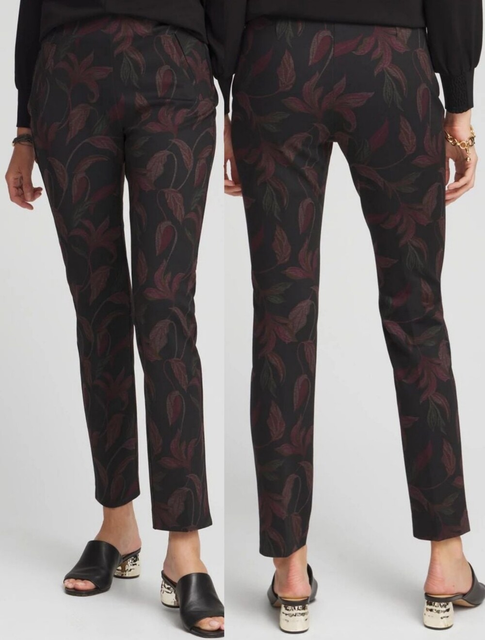 Chico's Juliet Floral Ankle Pants Pacific Floral Royal Bordeaux Size 12 Chicos 2